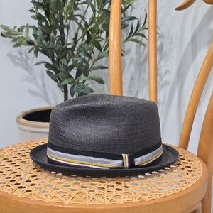Stylish Retro Big It Up Black Fedora Hat with Striped Band